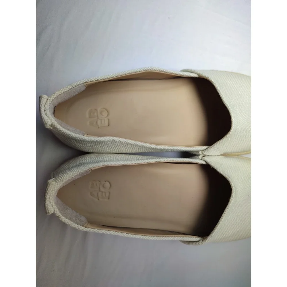 ABEO Isle Slip On Espadrille Natural Canvas Womens Size 10 Flat Loafer